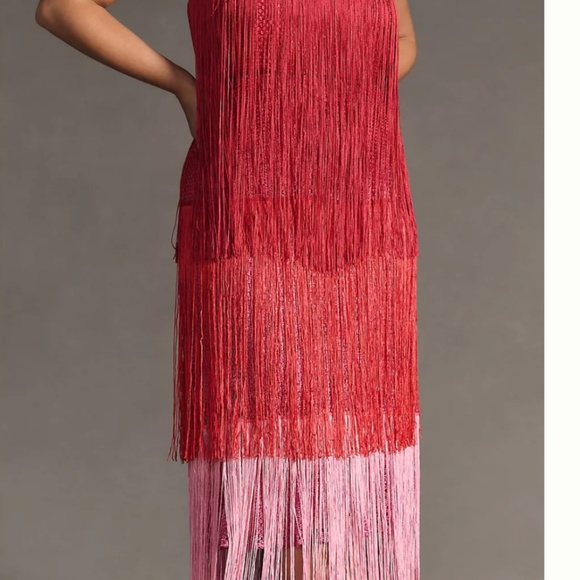 Let Me Be Tiered Fringe Ombre Glam Party Elegant Chic Art Deco Tassel Hip Dress - Picture 3 of 5